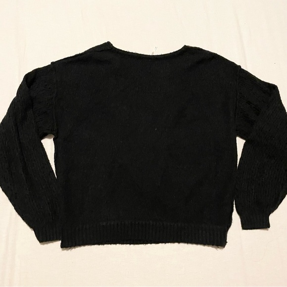 Free People Black V-Neck Twist Wrap Knit Pullover Sweater Women's Size S - Picture 9 of 15